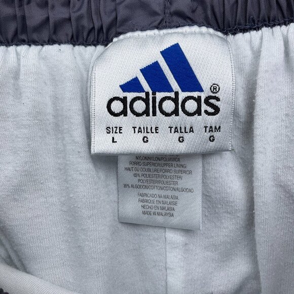 Adidas Track Pants Unisex Large 28w x 31L Blue Stitched Logo Nylon Cotton - Picture 3 of 13